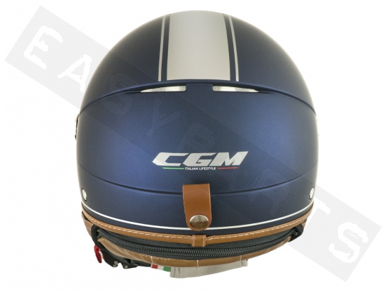 Helmet Demi Jet CGM 109V GLOBO VINTAGE satin silver blue (long visor)